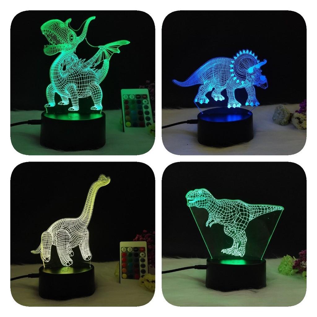 Led 3d Night Light Color Changing Touch Switch Dinosaur Shape Lamp Gift Kids