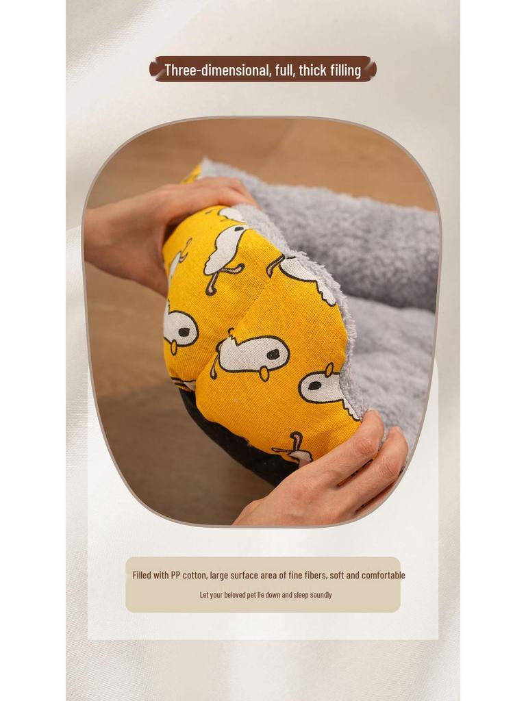 Cozy Pet Nest: Square Plush Dog & Cat Bed with Thick Warm Padding