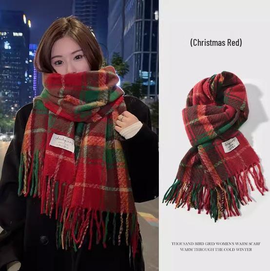 Women's Winter Imitation Cashmere Scarf - White Mohair Shawl Neck Warmer