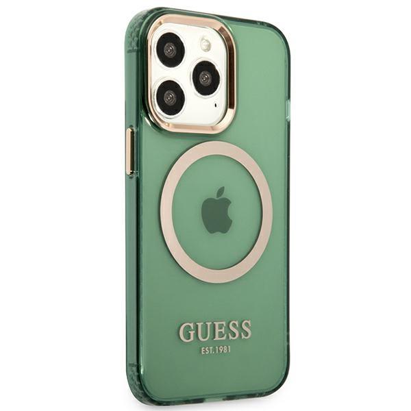 Guess Guhmp13Lhtcma Iphone 13 Pro / 13 6,1 Green/Khaki Hard Case Gold Outline Translucent Magsafe