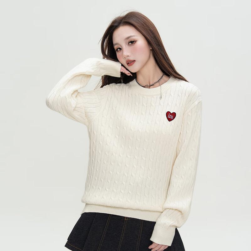 izzue Women's Round Neck Long Sleeve Sweater