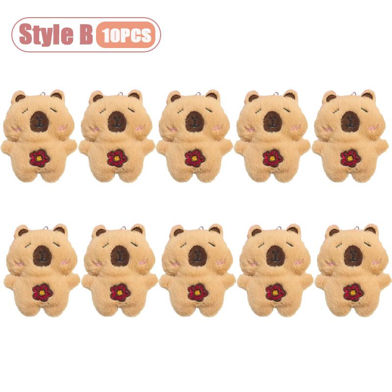 1-10PCS Capybara Plush Keychain Cute Animal Plushie Doll Outfits Bag Charm Keyring Pendant Backpack Accessory