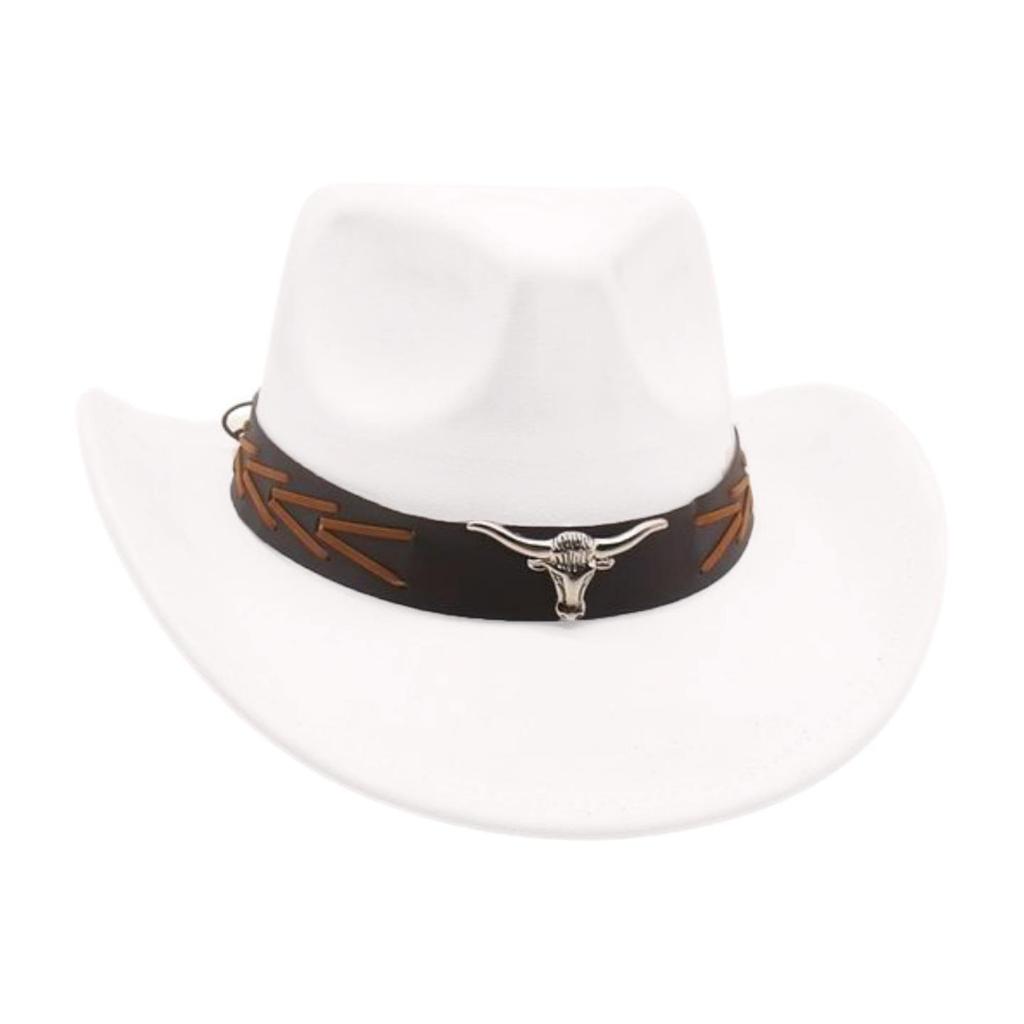 Ethnic Style Brown Cow Head Suede Top Hat Western Cowboy Hat Stage Jazz Hat