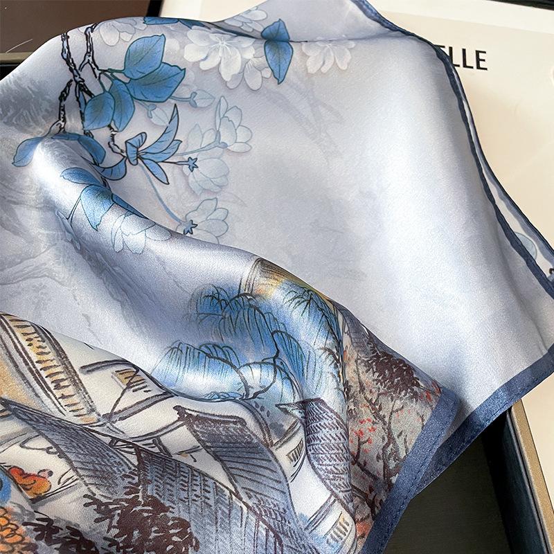 Small Neck Scarves For Ladies Square 100% Silk Scarf New Luxury Brand Women Handkerchief Bag Scarfs Female Head Bandana