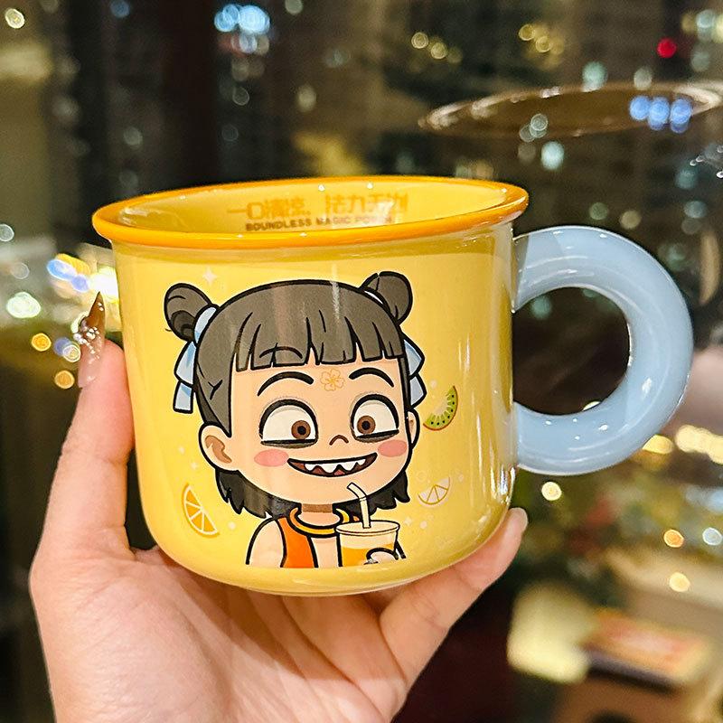 

Genuine Magic Child Nacha Ip Ceramic Mug Cute Cartoon Household Water Cup For Friends Gift Souvenir About 410ml