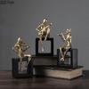 Golden Figures Band Statue Guitarist Violinist Ornaments Desk Decoration Musician Character Resin Sculpture Room Aesthetic Decor