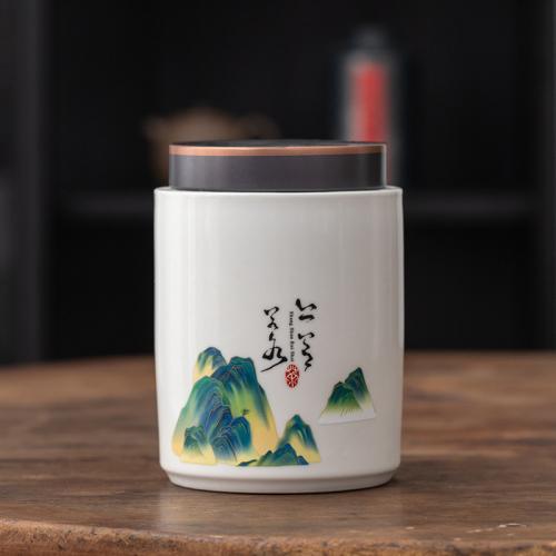 

Modern Blue and White Porcelain Alloy Sealing Jar Moisture-proof Sealing Jar Ceramic Storage Box Tea Coffee Box Home Decoration