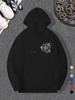 2025 Men's New Style Black and White Rose Letter Design Print Casual Sweatshirt, Fashionable Draw