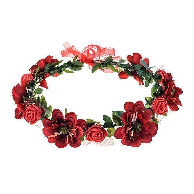 Waldmädchen Blumenkrone Handgeflochtene Seidenblumen Haarschleife für Frauen Vintage Elegant Hochzeits Haarschmuck Foto-Requisiten