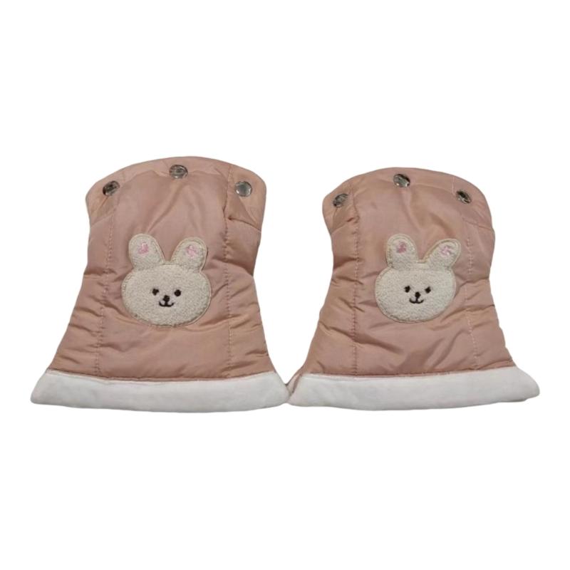 

Easy Snap Button Attachment Children s Gloves for Strollers Winter Outdoor Activity Including Skiing and Walking розовый