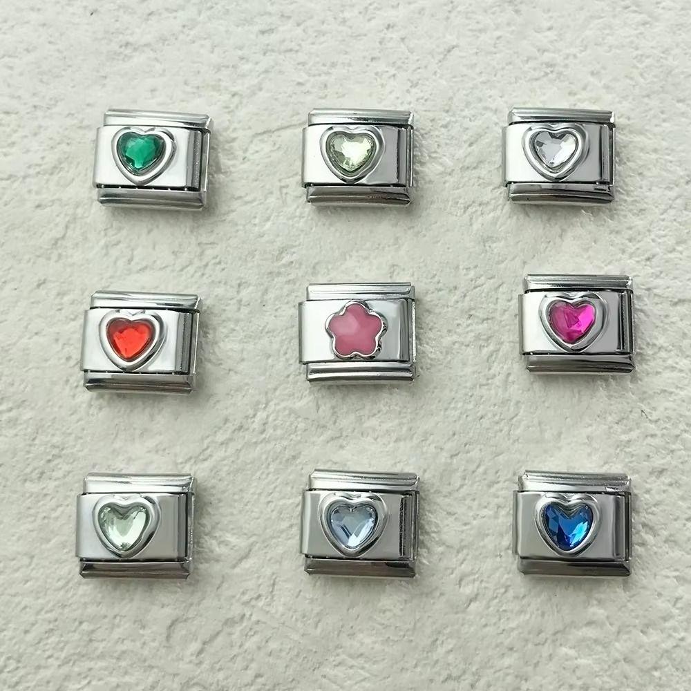 Colorful Zirconia Bracelet Module Heart Bracelet Making Accessories Women Girl