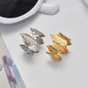 European Leaf Open Ring: Women's Gold & Silver Petal Design, Titanium Steel Retro Fashion Jewelry