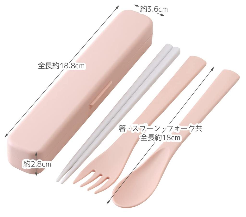 Skater Antibacterial Silent Trio and Dull Made In Set Chopsticks, Spoon, Fork, Pink, Japan, TAC1AG-A