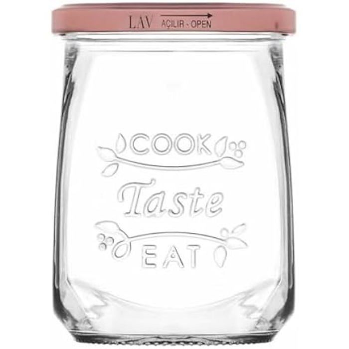 Bocal en verre - INDE - Lot de 12 - 550 ml - Transparent - Multicolore - Dimensions 9x9x12 cm