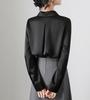 Women's Retro Satin Loose-Fit Long Sleeve Shirt - Hidden Placket, Hong Kong Style, Light Luxury for Spring & Autumn