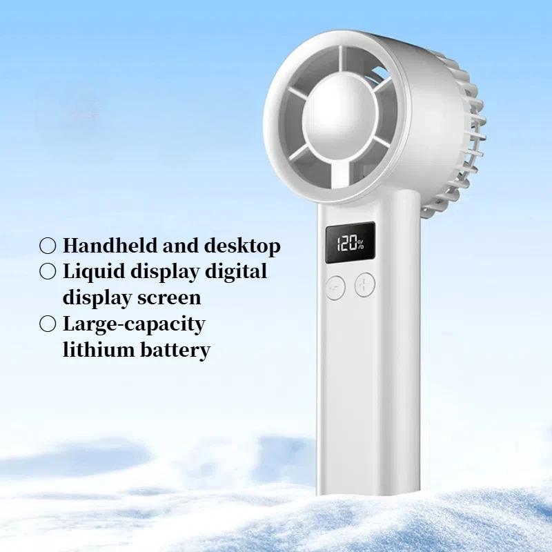 New Mini Portable Handheld Fan 120 Speed Portable Desktop Fan Ice Mode Rechargeable Instant Cooling Fashionable Men's and Women's Fans
