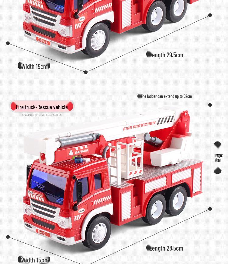 Literary Car Play: Fire Truck Simulation Toy with Sound, Light & Story – Inertial Ladder Truck for Kids