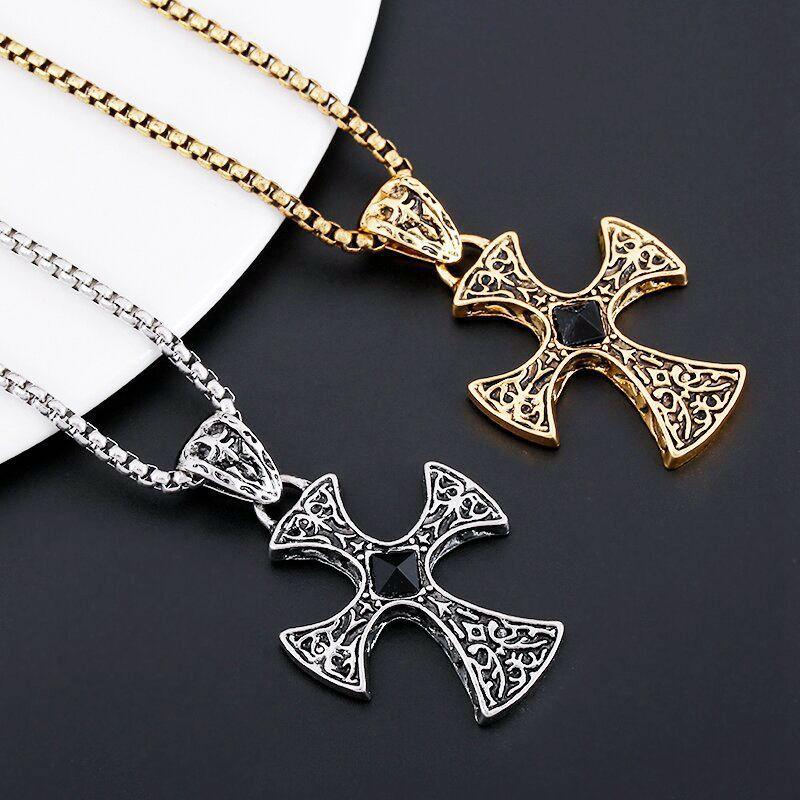 European and American New Fashionable Cross Pendant Necklace Electroplated Hip-hop Retro Style Necklace