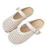 Weiche Lederversion~ Baotou Halbschuhe Damen Sommerbekleidung Mode hohles gewebtes Netz Römisches Boken kühle Hausschuhe Damen