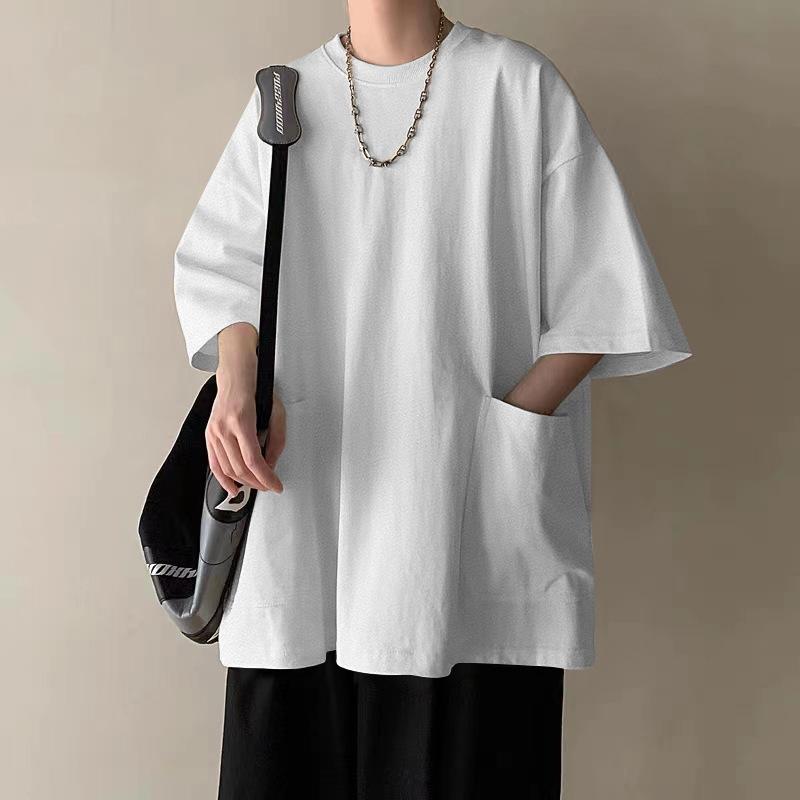 Men Men's Summer Streetwear T shirt Pockets Loose Fit Half Sleeves Outdoor