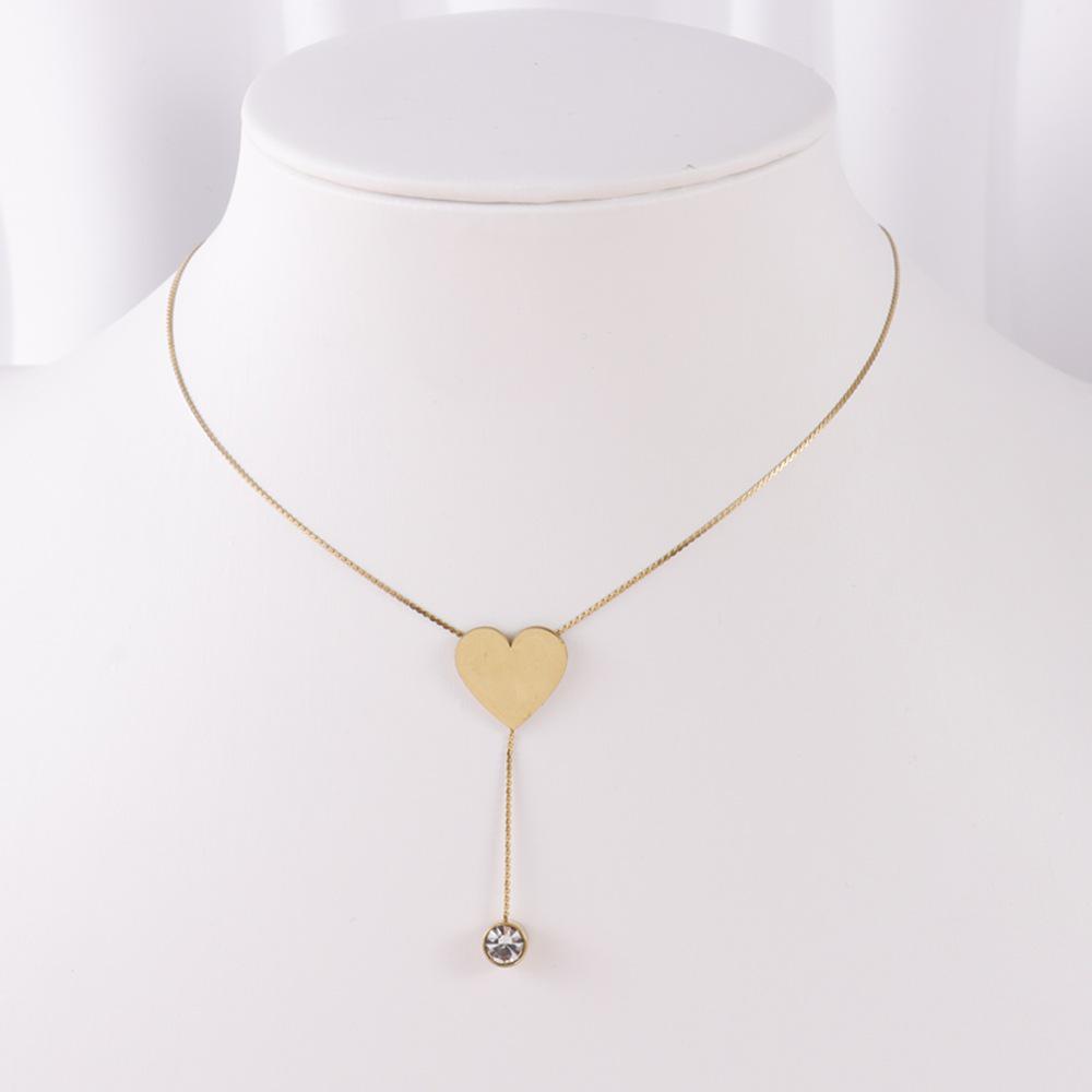 Women's Heart & Round Pendant Necklace: Japanese-Korean Style, Ultra-Fine Snake Chain, Stainless Steel, Versatile & Fashionable.