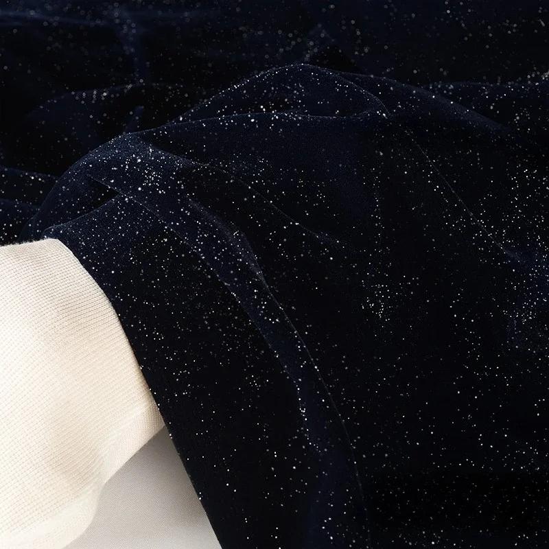 100x140cm Glitter Velvet Starry Fabric Soft and Smooth Woven Non-elastic for Sewing Dress DIY Handmade Velvet Cloth Soft Smooth
