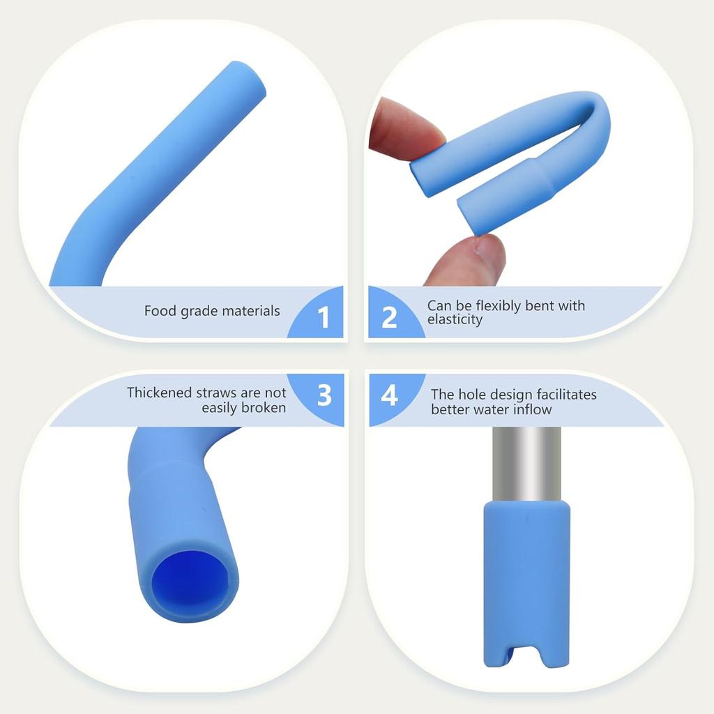 12 Pcs Silicone Straw Tips with Bottom Sleeve Reble Silicone Tips for Metal Straws Food Grade Rubber Straw Tips Flex Elbow Straw Covers for Stanley