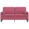 Vidaxl 2-Osobowa Sofa Z Poduszkami, Winna Czerwień, 140 Cm, Aksamit