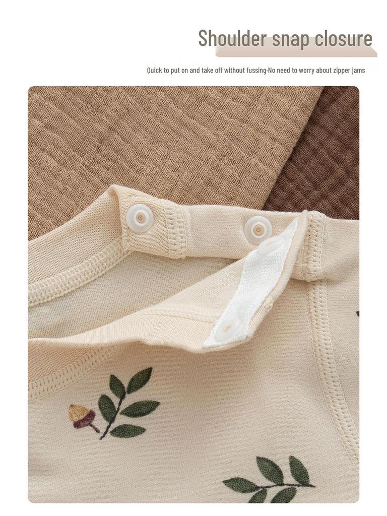 Spring & Autumn Kids' Cotton Pajamas Set - Cozy Home Wear with Belly Protection and Crotch Opening