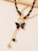 1pc Designer Stylish Cross Charm And Ball Pendant Tassel Braided Long Necklace Women Party Daily Jewelry