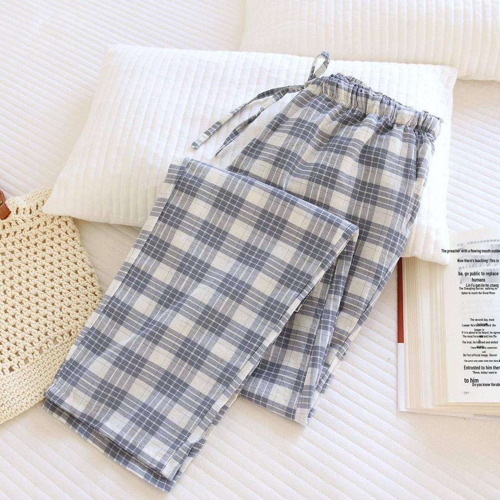 Women's Plaid Cotton Pajama Pants - Summer Thin, Loose Fit, Elastic Waist, Plus Size, Outdoor & Home Wear