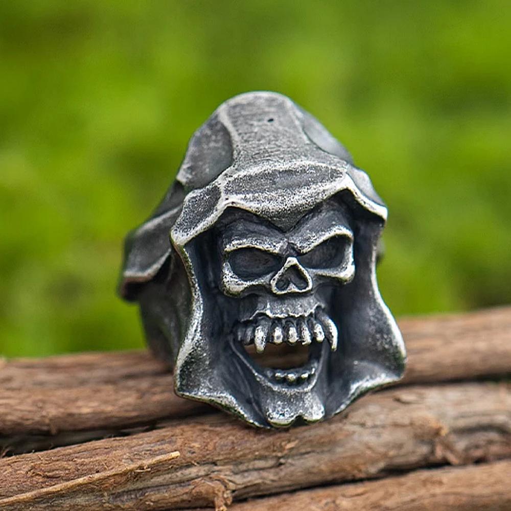 

Модные готические кольца с черепом некроманта для мужчин, уникальное панк-хип-хоп байкерское кольцо из нержавеющей стали, ювелирное украшение на Хэллоуин, подарок, оптовая продажа 10 серебряный