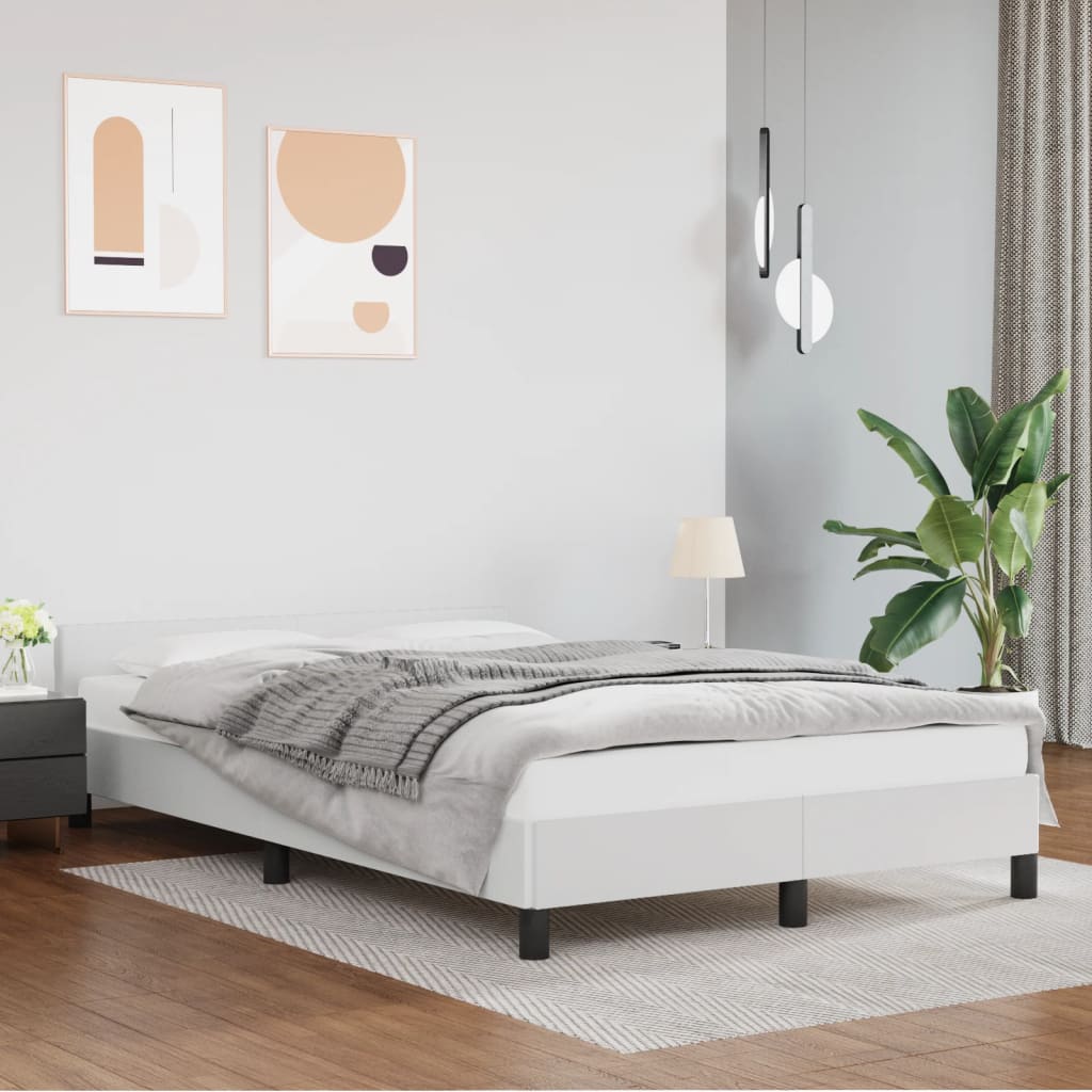 Vidaxl Rama Łóżka Bez Materaca Biała 120X190 Cm Skóra Ekologiczna