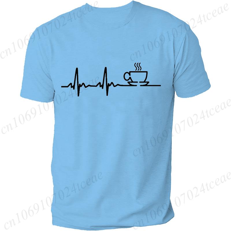 COFFEE ECG EKG MENS T-SHIRT LOVER GREAT FUNNY GIFT IDEA PRESENT CAFFEINE MEME Summer Men's Tee Top Men's Street Casual Clothing