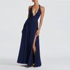 Spring new, elegant and sexy v-neck pleated slim-fitting dress
