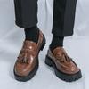 Herren Freizeitschuhe Slipper Freizeit Retro-Stil Arbeit und Party 38-46 Dicksohlige Lederschuhe Quaste Klassisch Übergröße