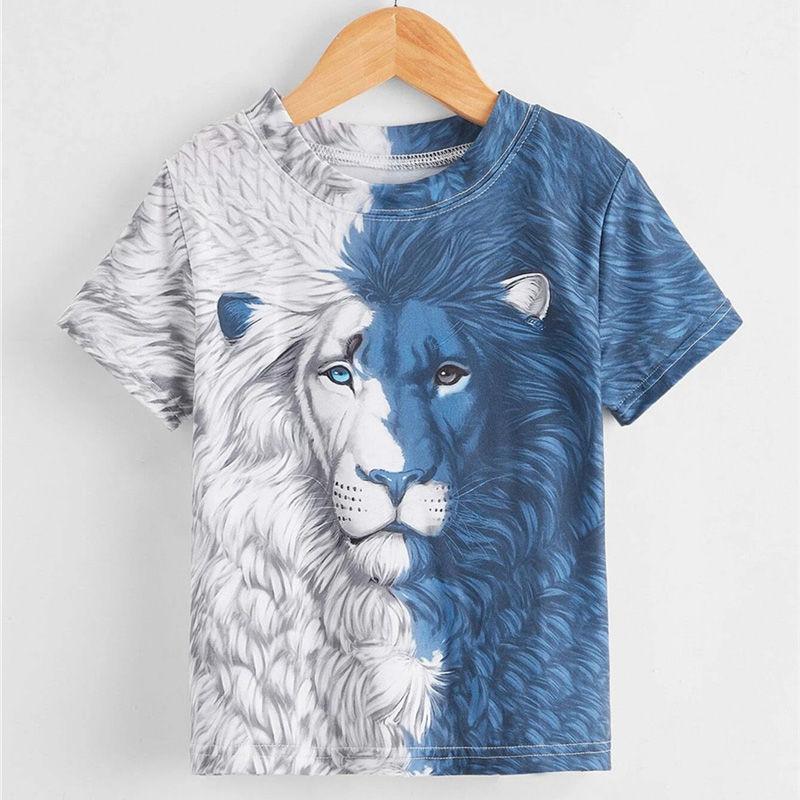 

Мужская футболка с коротким рукавом и цифровым принтом 3D Lion XS