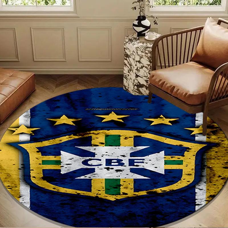 1PC rug Brazilian Football Federation Round mat Home Decor, Chair rug For livingroom,Bedroom, doormat home decor Birthday Gift Christmas Gifts