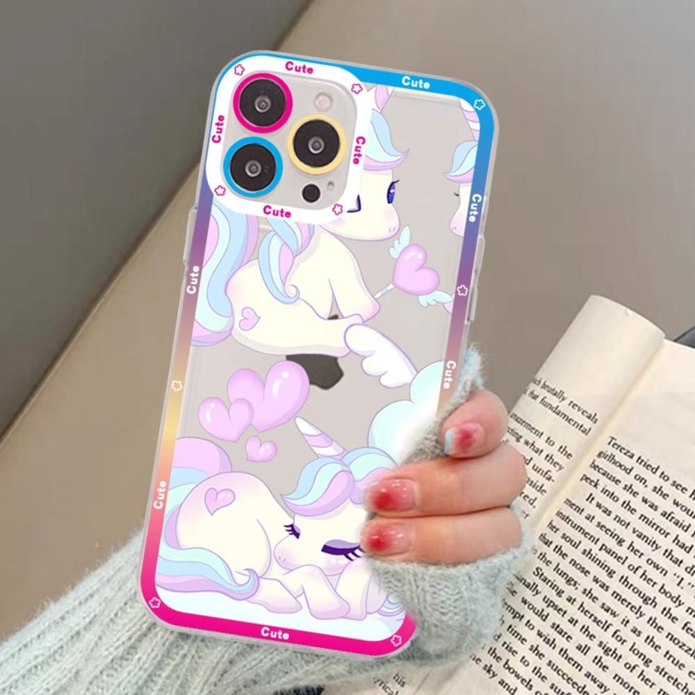 Cartoon unicorn Phone Case For iPhone 15 13 14 Pro Max XS XR 12 11 Pro 13 Mini Soft Clear Back Cover