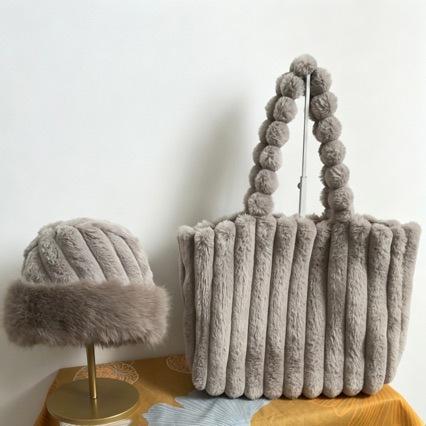 Sugar gourd big bag plush autumn and winter new cute shoulder tote fashionable large-capacity bag handbag