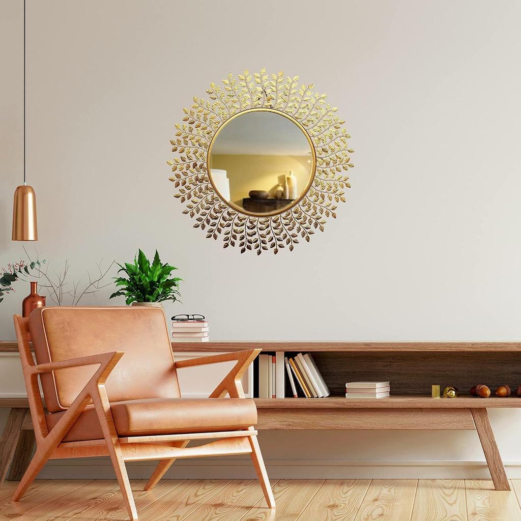 Rust Proof & Weather Proof Wall Mirror - Ideal Mirror for Living Room, Bathroom, Bedroom, Foyer | Entryway, Wash Basin Area - Gold, 28 Inches 1 Piece