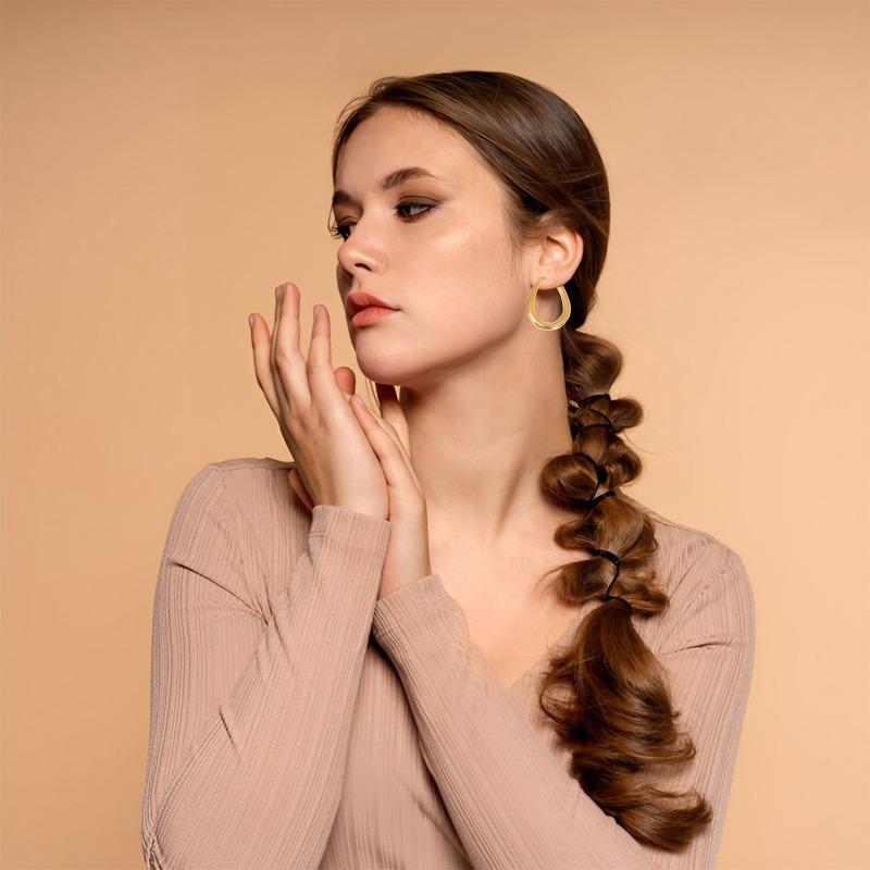 Autumn and Winter Titanium Steel Earrings Stainless Steel Gold-plated U-shaped Earrings Exaggerated Design Personalized Fashionable Earrings