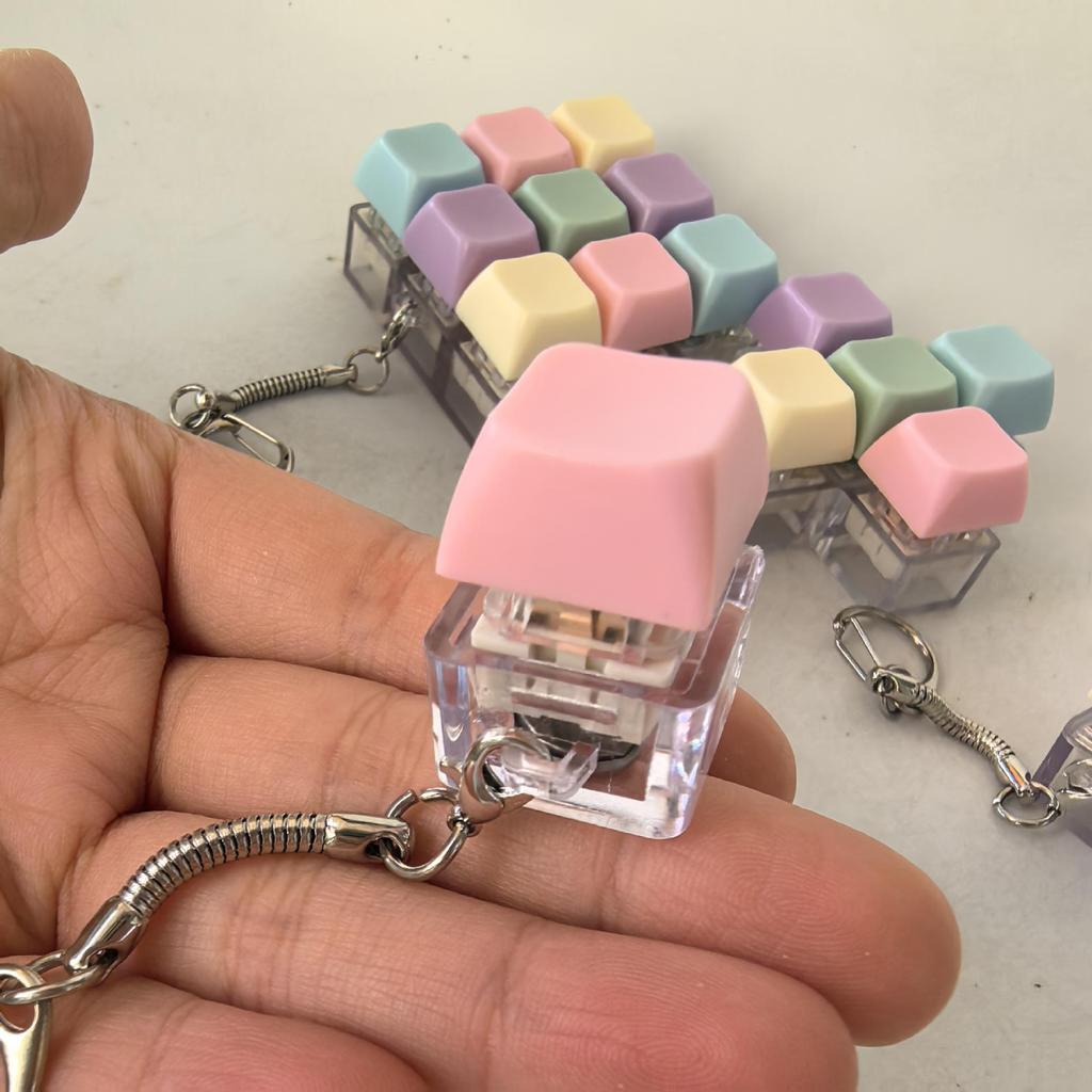 Macaron Keycap Button Keychain: Creative Keyboard Pendant Toy