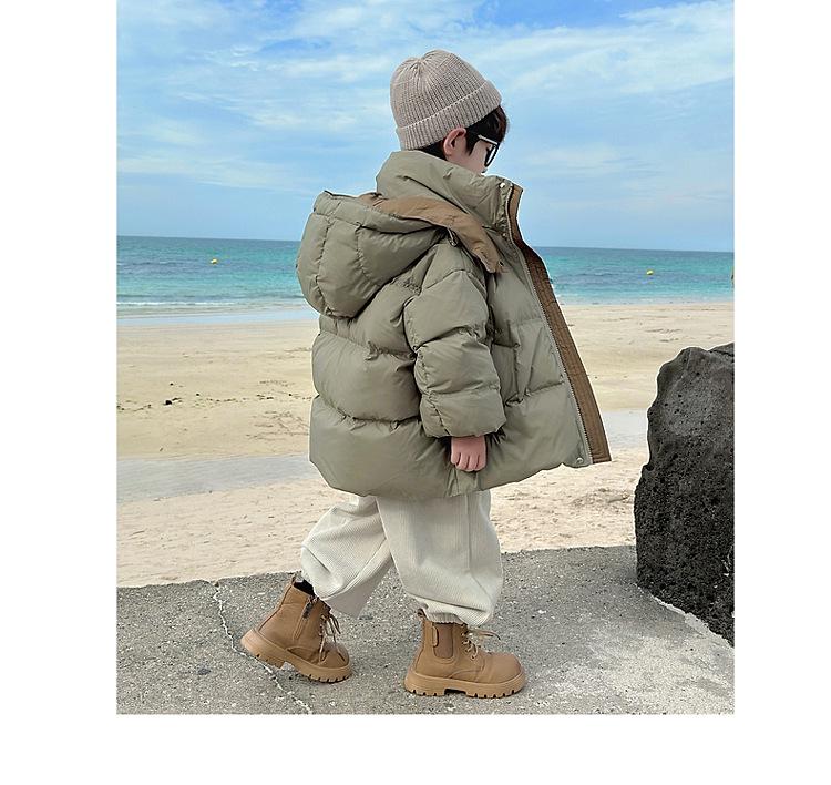 Fairy Tale Boys' Hooded Winter Down Jacket - Thick, High Content 90 White Duck Down