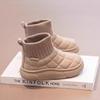 Children's Snow Boots 2-18 Years Old Khaki Padded Thickened Boys Girls Cotton Shoes Winter Black Soft Non-slip Kids Sock Boots
