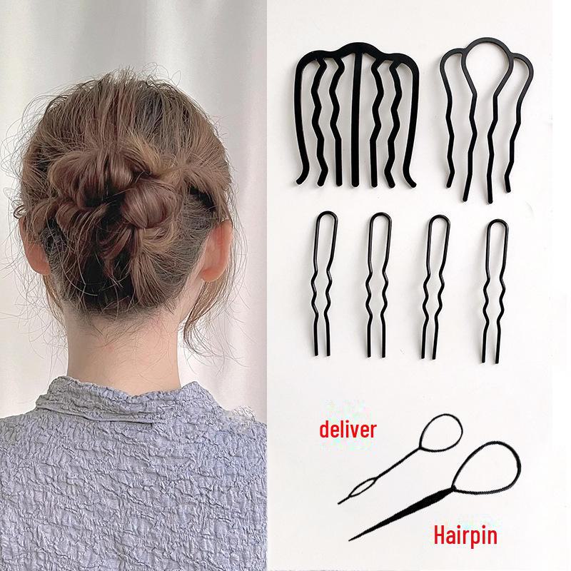 "Hair Tools Braiding Set: Ball Head Hairpin & Seven-Tooth Comb for Women"
