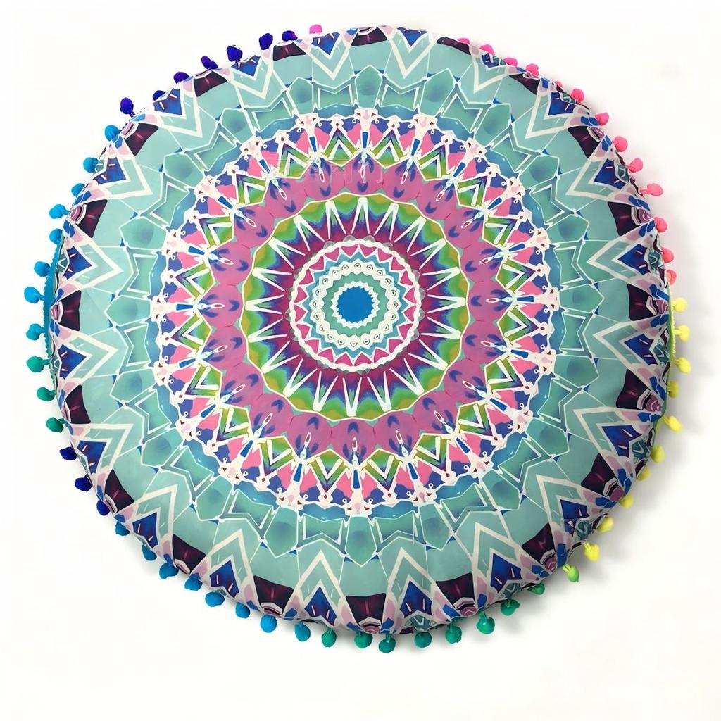 Bohemian 43cm/80cm Round Pillow Case Mandala Pattern Cushion Cover Indian Elephant Retro Meditation Floor Decorative Pillows