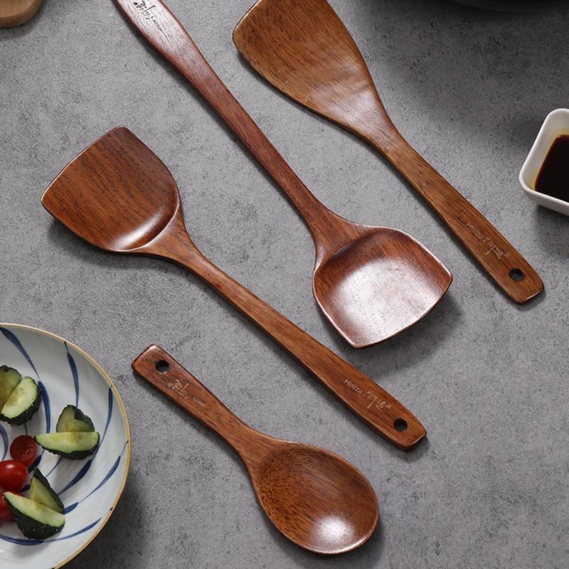 Cooking Spatula Set Non Stick Pan Special Stir Fry Spatula Heat Resistant Wooden Soup Spoon Reusable Rice Scoop for Kitchen