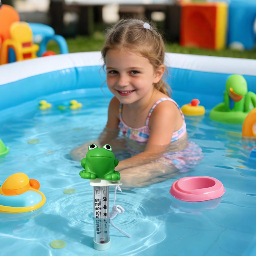 Floating Pool Temperature Gauge Frog Shape Floating Water Monitoring Tool Children Bath Temperature Gauge for Pool Outdoor