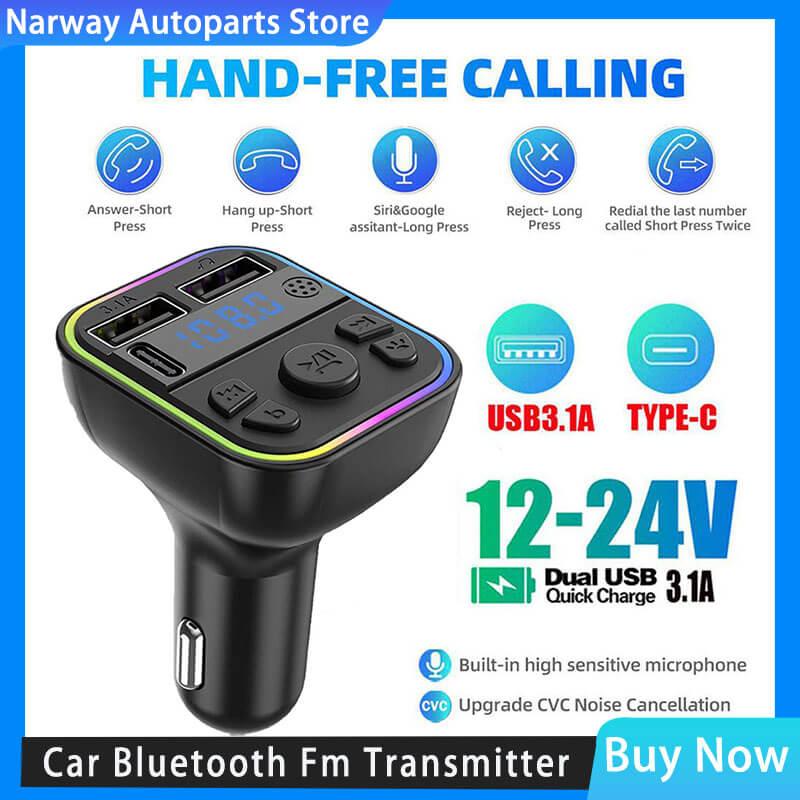

12/24 В автомобильный Bluetooth 5.0 FM-передатчик модулятор адаптер громкой связи автомобильное зарядное устройство Aux плеер USB 3.1A автомобильный доступ